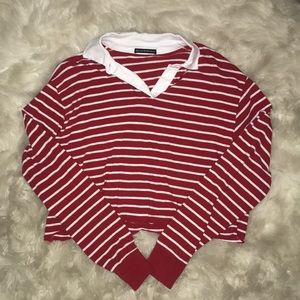 Brandy Melville Cropped Collared Long Sleeve